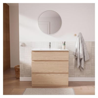 Meuble simple vasque 80cm - avec  plan vasque céramique SORRENTO MOB IN
