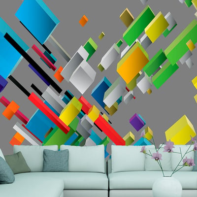 Papier peint intissé panoramique Abstractions Color puzzle EDEN