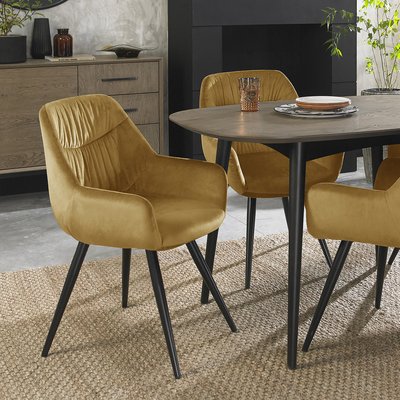 Fauteuil de table velours moutarde contemporain (lot de 2) ARLINGTON PIER IMPORT