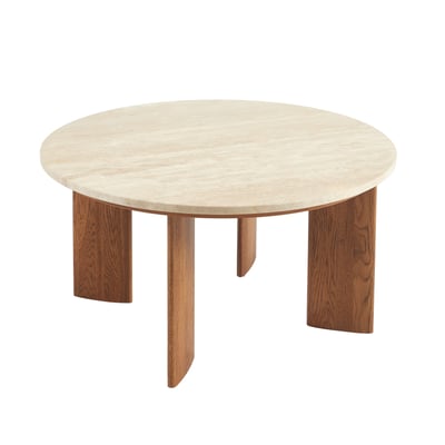 Table basse en travertin et frêne MOKU SORELH