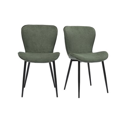 Chaises design en tissu velours côtelé kaki et métal noir (lot de 2) ADDICT MILIBOO
