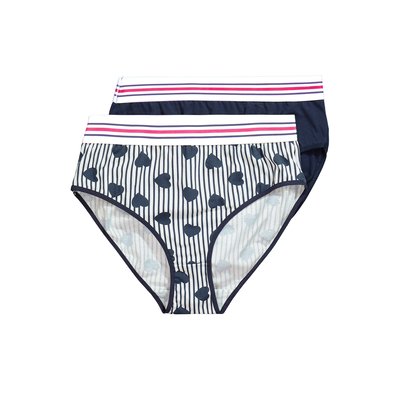 Culottes midi, lot de 2, rayures/cœurs, unie ULLA POPKEN