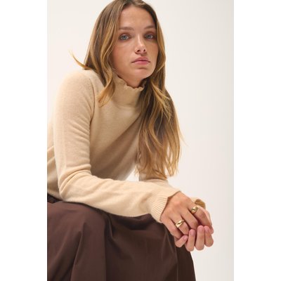 Pull Col Montant Volanté Sable Trila JUST CASHMERE