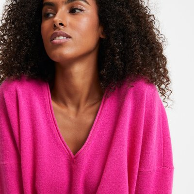 Camisola de caxemira com decote em V, malha fina, volume amplo LA REDOUTE COLLECTIONS