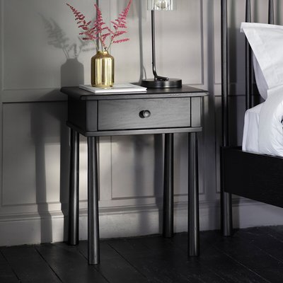 Uttara Black 1 Drawer Bedside Table SO'HOME