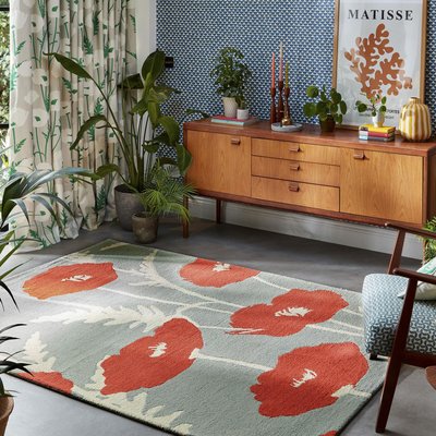 Tapis salon et chambre fait à la main en laine motif floral POPPYPOP UN AMOUR DE TAPIS