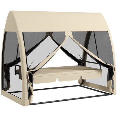 Balancelle de jardin convertible 3 places avec matelas moustiquaire OUTSUNNY