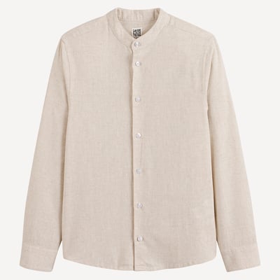 Camisa com gola Mao, algodão/linho LA REDOUTE COLLECTIONS