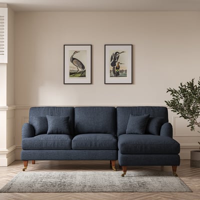 Emeline Soft Brushed Corner Chaise Sofa with Castor Legs (Right Facing ÉDITÉ