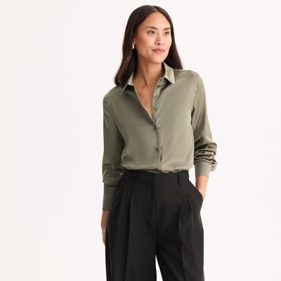 Chemise en satin, manches longues ANNE WEYBURN