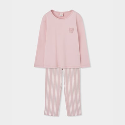 Pyjama en maille fille à rayures avec broderie BOBOLI
