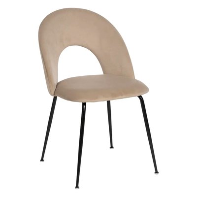 Chaise en velours beige et métal noir 49x60x81cm WADIGA