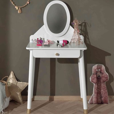 Coiffeuse 1 tiroir avec miroir en bois TERRE DE NUIT