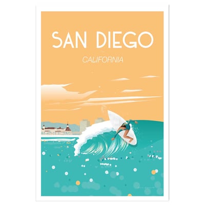 Affiche ville voyage San Diego California HEXOA