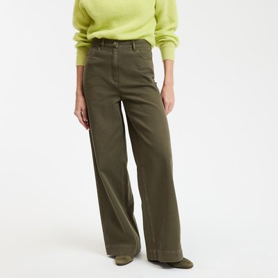 Pantalón de cintura alta en sarga de algodón LA REDOUTE COLLECTIONS