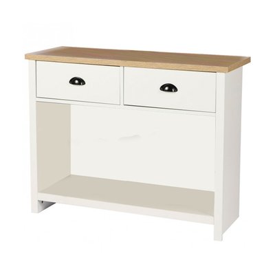 Console bois et blanc 1 étagère et 2 tiroirs - 97x35x76cm WADIGA