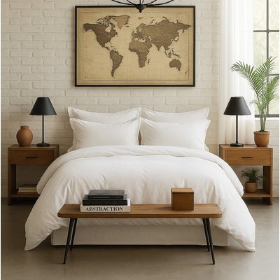 Housse de couette percale de coton lavé unie, Elegance BATON ROUGE
