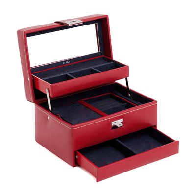 Boite à bijoux moyen modèle ouverture automatique en cuir LE TANNEUR