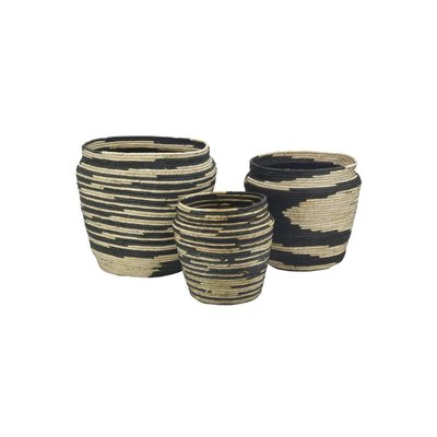 Cache-pots ronds en jonc naturel et noir Dakar AUBRY GASPARD