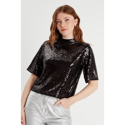 T-shirt sequins col montant CACHE CACHE