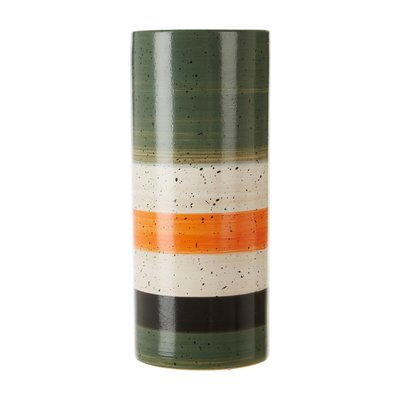 Stoneware Vase in Orange/Green Stripe SO'HOME