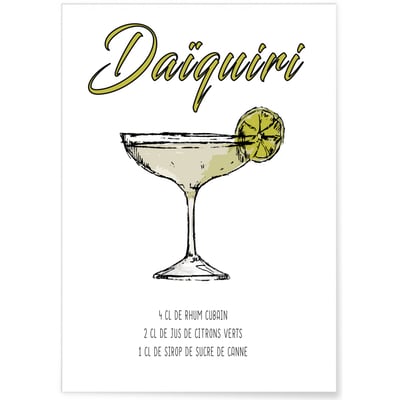 Affiche Cocktail Daïquiri L'AFFICHERIE