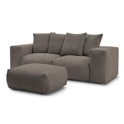 Canapé modulable 4 places en velours côtelé avec pouf, VOLTAIRE BOBOCHIC