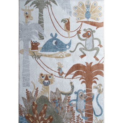 Tapis de salon enfant lavable motif jungle   TABLO JUNGLE THE DECO FACTORY