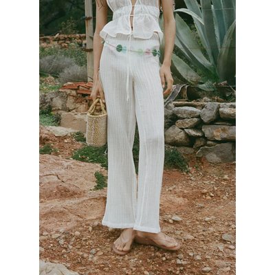 Pantalon ramie fluide avec nœud MANGO