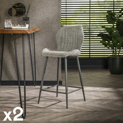Chaise de bar grise en bouclette avec repose-pieds (lot de 2) GALWAY PIER IMPORT