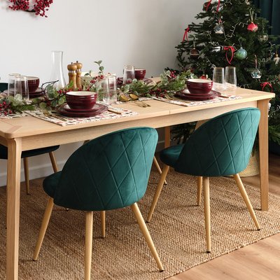 Set of 2 Velvet Touch Dining Chairs with Wooden Effect Legs SO'HOME