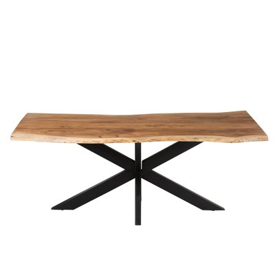 Table de salle à manger rectangulaire en acacia et métal noir L200 - EDGAR HELLIN, DEPUIS 1862