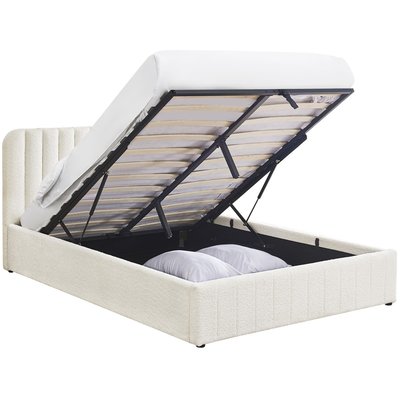 Lit coffre avec tête de lit en tissu bouclé - AVA HOMIFAB