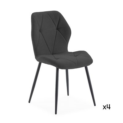 Lot de 4 chaises en tissu avec pieds en métal noir L47,5 cm - LUNA CALICOSY