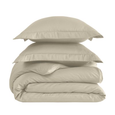 Parure housse de couette rayée satin + 2 taies 50x70 cm VERSALUXE SENSEI MAISON