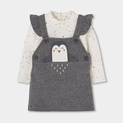Ensemble bébé fille en maille avec pingouin BOBOLI