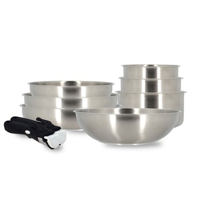 Batterie de cuisine 9 pièces en inox, IRIS MENASTYL