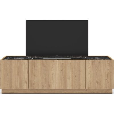 Meuble TV 4 portes effet bois et marbre - DILAN HOMIFAB