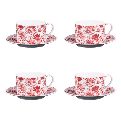 Coffret de 4 tasses à thé avec sous tasses 18 cl  -LOUISE TABLE PASSION