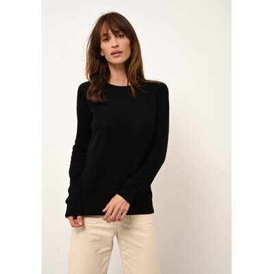 HELEN pull col rond noir en cachemire JUST CASHMERE