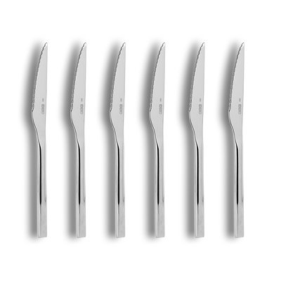 Lot de 6 couteaux à steak en acier inoxydable, NATURE OGO LIVING