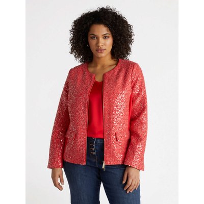 Veste en maille fil textile, avec côtés en jersey uni FIORELLA RUBINO
