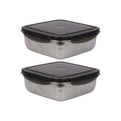 Boite de conservation carrée inox couvercle plastique Green attitude (Lot de 2) CMP
