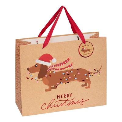 Sac cadeau de Noël motif chien moyen modèle FEERIC LIGHTS & CHRISTMAS