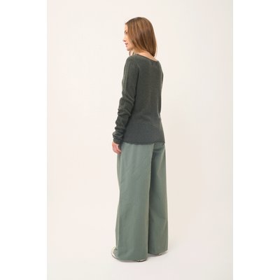 Pull Col Bateau Kaki Chiné Grace JUST CASHMERE