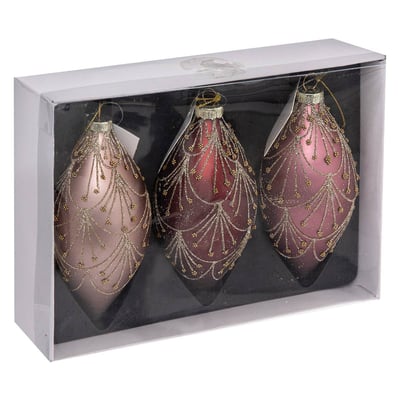 Boules de Noël "Nouvelle Orléans" lot de 3 en verre D13cm FEERIC LIGHTS & CHRISTMAS