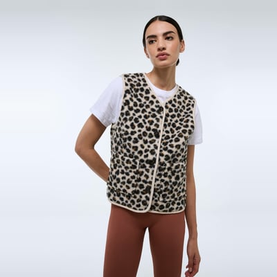 Gilet Sans Manches Femme En Fausse Fourrure Teddy - Chaud, Ample, Style Leopard Ou Uni, Pour Automne/hiver