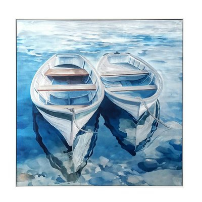 Tableau barques sur eau calme 80x80 cm PIER IMPORT