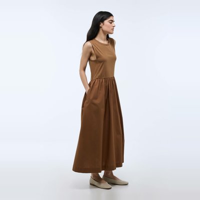 Robe longue débardeur - Col rond - Bi matière en coton BIO MONOPRIX