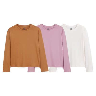 Pack of 3 T-Shirts with Long Sleeves in Cotton LA REDOUTE COLLECTIONS